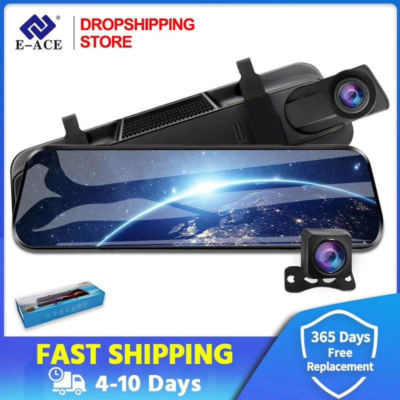 Автомобильный видеорегистратор 2K 10 ''поток медиа зеркало заднего вида ночного