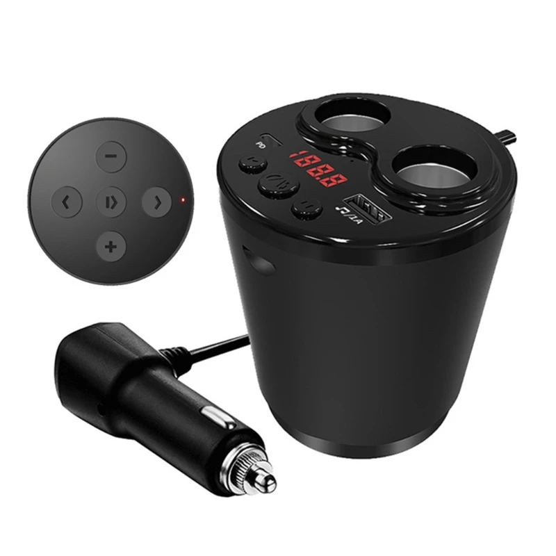 

Remote Control FM Transmitter Hands-free Call Car Mp3 Player LED Screen Display Fast Charge PD+USB Port Remote Control