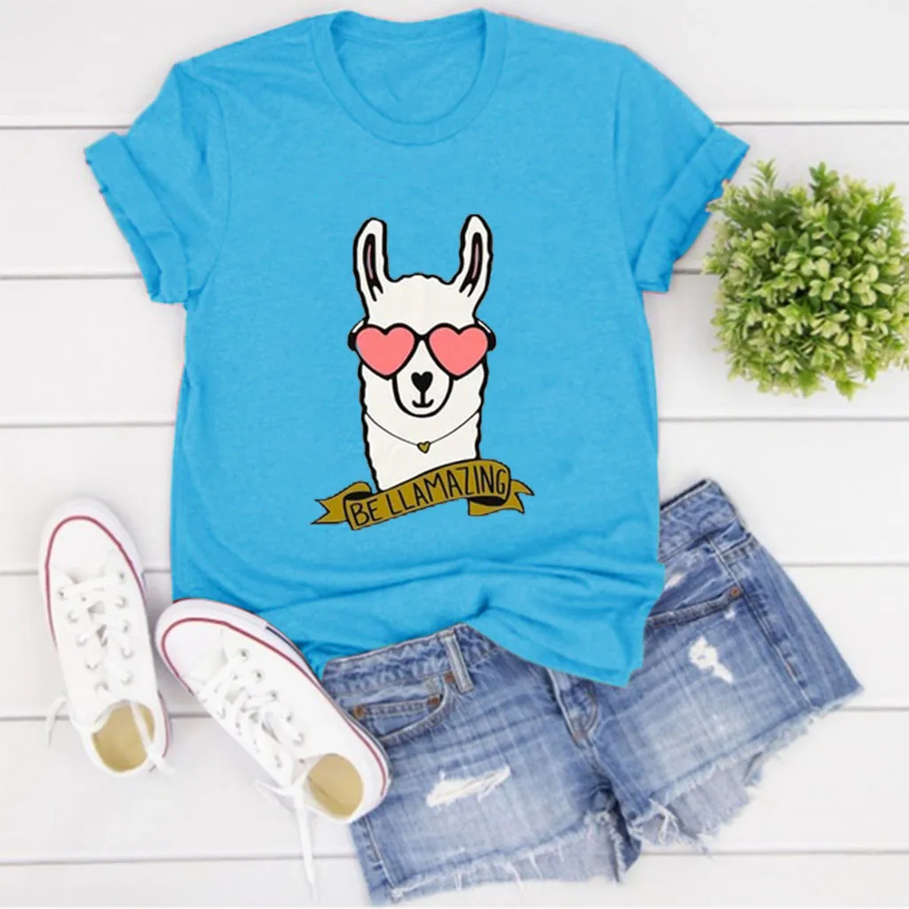 Cartoon Printed T Shirt Women Casual Loose O-neck Short Sleeved T-shirt Tops Clothes Camiseta Mujer Tshirt Haut Femme | Женская одежда