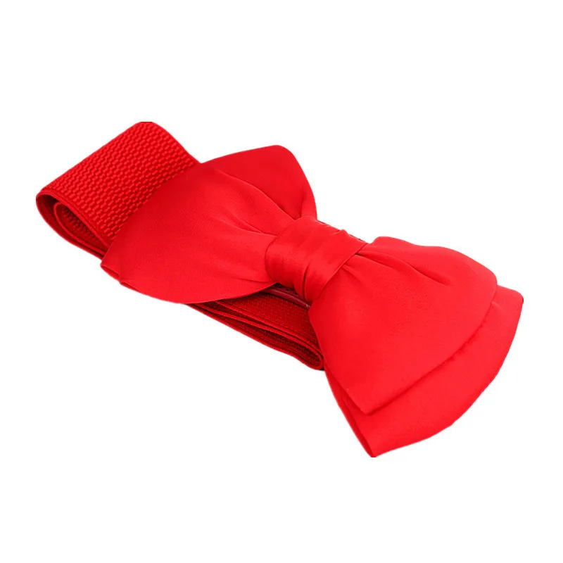

Wide Skirt Elastic Evening Dress Elegant Sweet Big Bow Belt New Designer Women's Retro Fashion Lace Bow Waist Cover