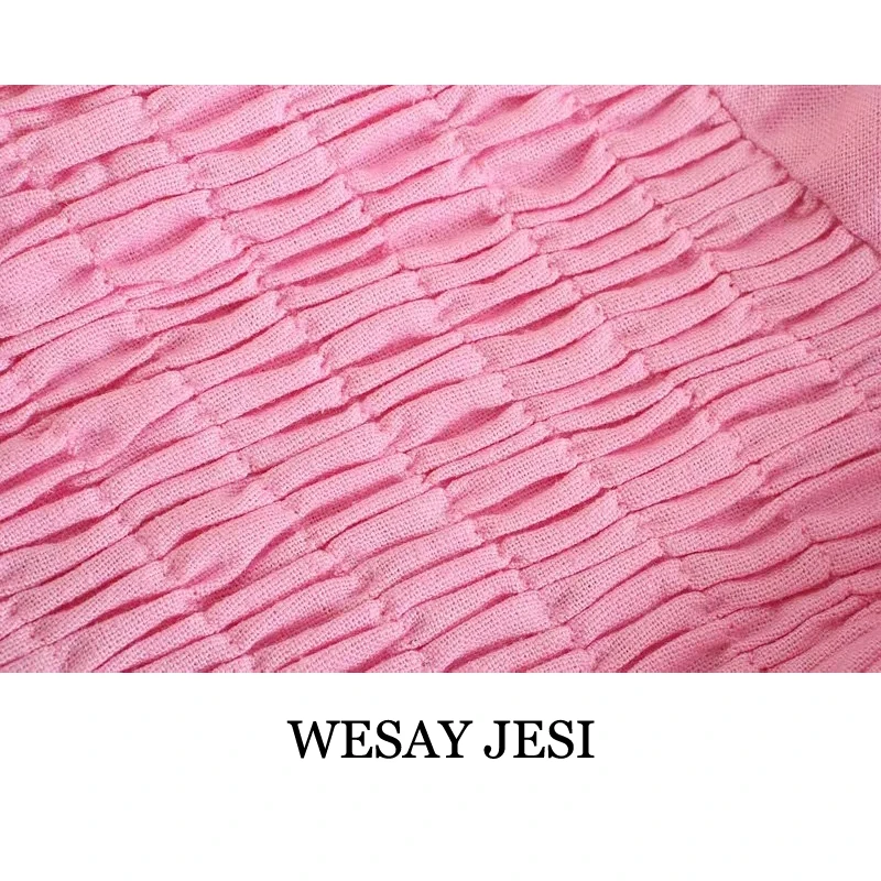 

WESAY JESI Summer Dress Woman 2021 Fashion Mini Dresses Sexy Dress Puff Sleeve Elastic Waist Vintage Ruffle Sundresses Female