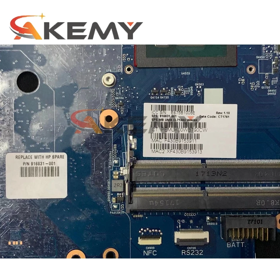 Материнская плата для ноутбука 6050A2723701-MB-A02 840718-601 840713-601/001 с i7-6600U DDR4 HP ProBook 640 650 G2 G3 |
