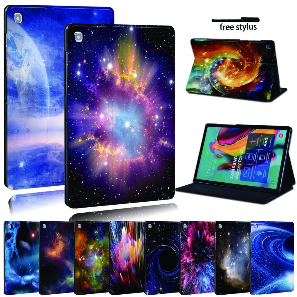 For Samsung Galaxy Tab A A6 7"10" / A8 10.5/E /S5E/S6 Lite 10.4"/Tab A 8.0 2019 Printed Leather Tablet Stand Folio Cover Case