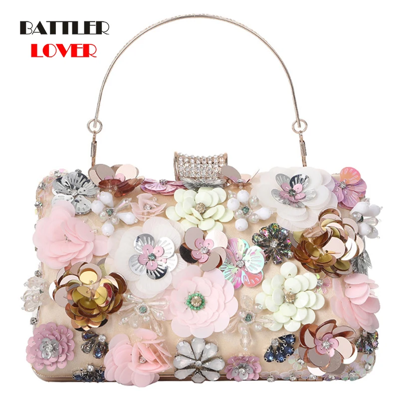 

Women Luxury Elegant 3D Flower Clutches Evening Bags for Female Wedding Clutch Purse Shoulder Handbag Bolsa Feminina