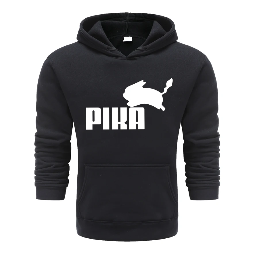 Мужская толстовка Pika Pokemon Повседневная теплая флисовая с капюшоном в японском