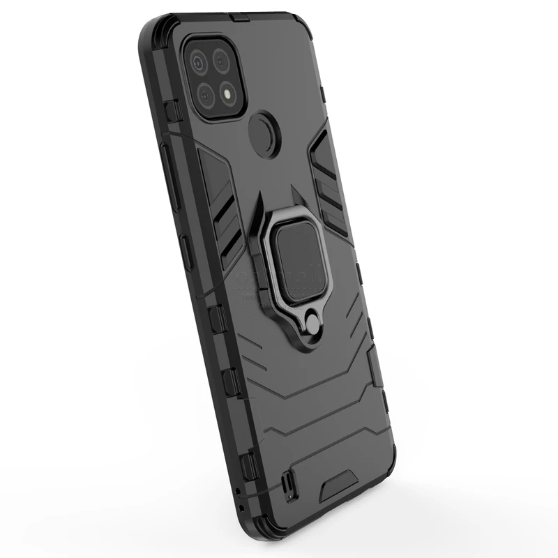 for oppo realme c21 case hybrid rugged armor kickstand with metal finger ring shock proof cover for realmi c21 phone cases free global shipping