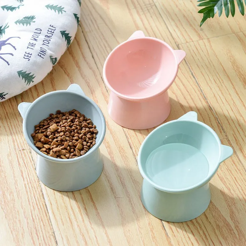 

Cat Pet Food Water Bowl Anti-overturning Binaural Pet Feeding Cup Pet Feeder Bowl Cat Bowl High Foot Dog Bowl 45°Neck Protector