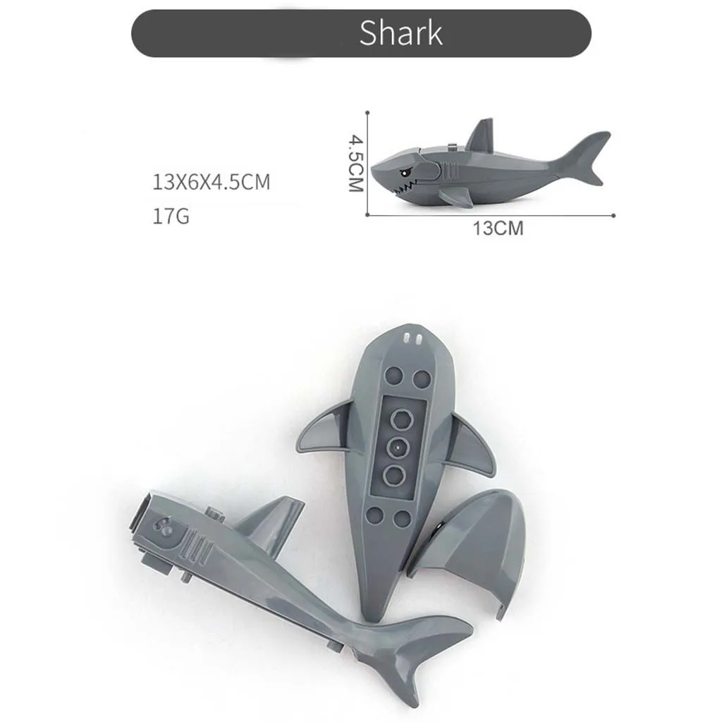 

2021 DIY Shark Toys Lot Friends Ocean Sea Outdoor City Parts bulk Building Shark Model Figure PVC Educational Toys For Kids