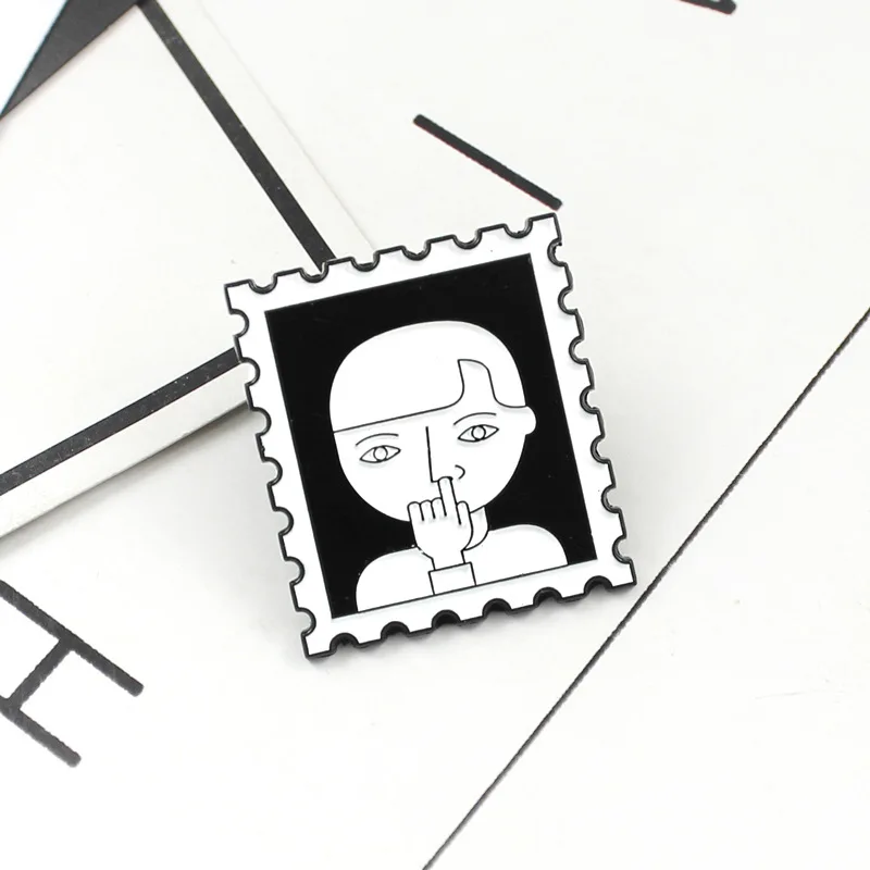 Креативная брошь в стиле панк с изображением фотографий мальчика черные и белые