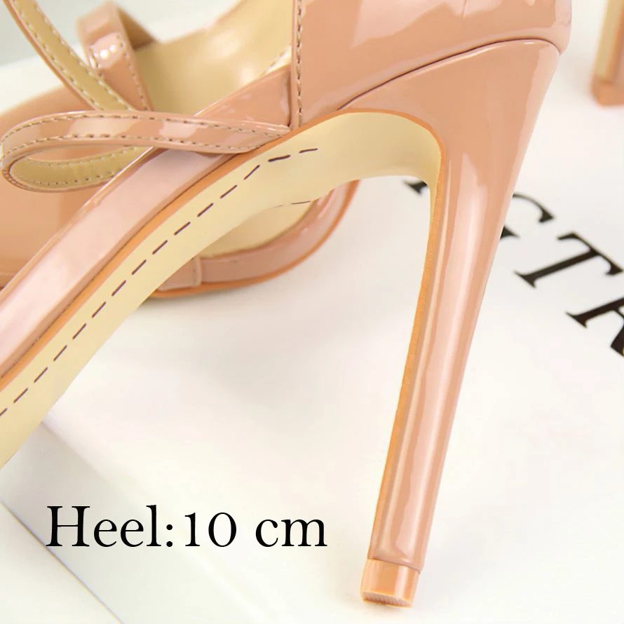 Босоножки EOEODOIT женские кожаные сандалии на высоком каблуке 8 см красная вечерние