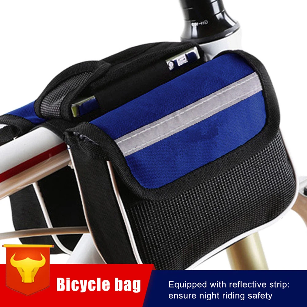 mtb bag bicycle bag 2l large capacity with double pouch for phone stuff bike top frame front pannier saddle tube bag accessories free global shipping