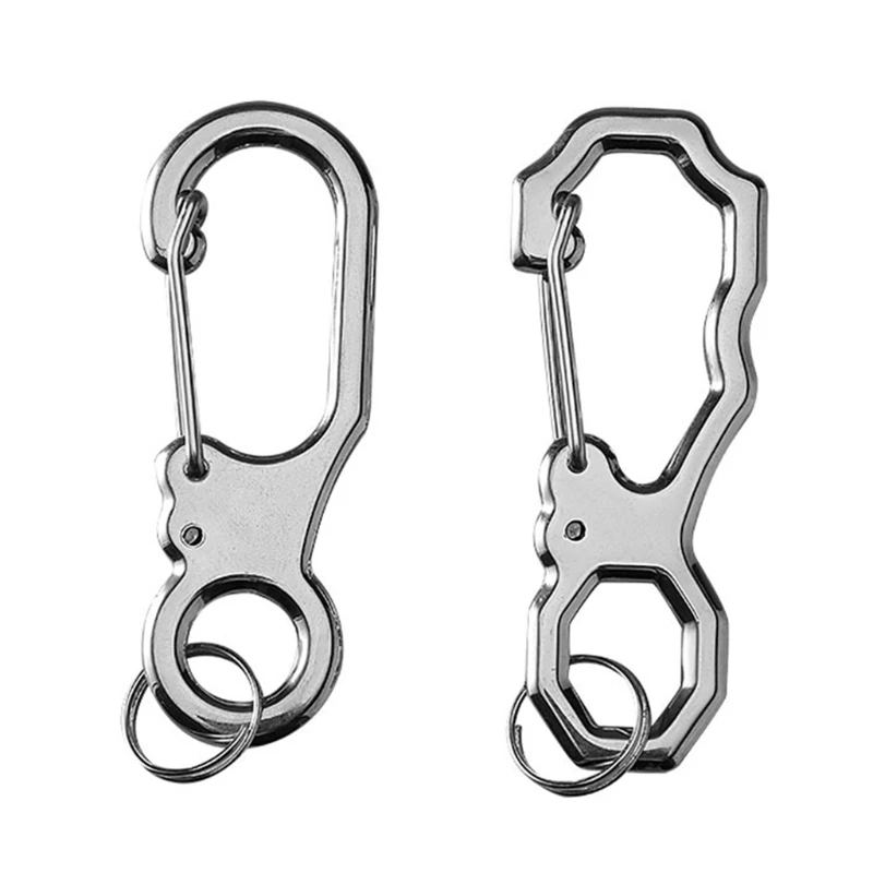 

2pcs Carabiner Stainless Steel Key Ring Spring Snap Clip Climbing Equipment Keychain Hook Anti-Loss Men Women