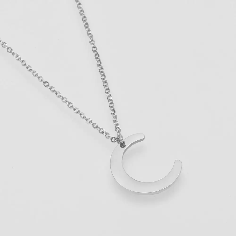 Элегантное ожерелье с подвеской в виде Луны для женщин простой чокер из нержавеющей стали геометрические
