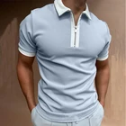 Рубашка-поло мужская с коротким рукавом, топ свободного покроя на молнии, универсальная одежда, большие размеры, на лето