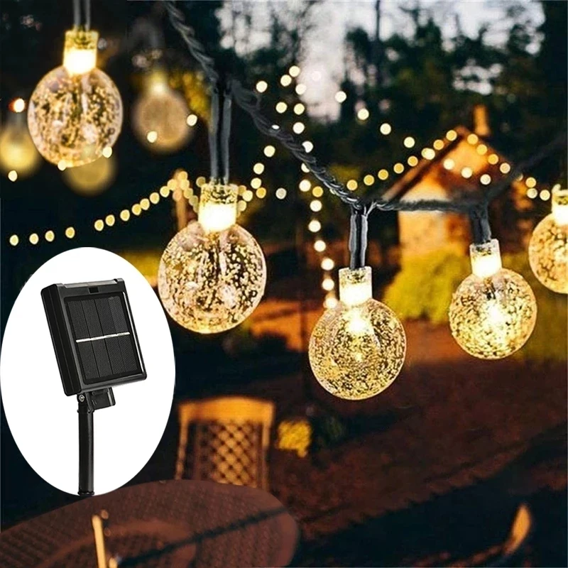 

8 Modes Solar Light Crystal ball 5M/7M/12M/ LED String Lights Fairy Lights Garlands For Christmas Party Outdoor Decoration