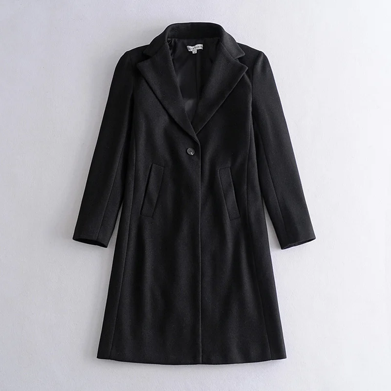 

High Quality Winter Women Vintage Woolen Coat 2020 Solid Long Winter Thicken Warm Jacket Blazer Turn Down Collar Female Outwear