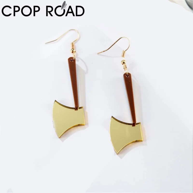 Trendy Creative Gold Hatchet Axe Earrings Gor Women Girl Small Cute Acrylic Fashion Jewelry Accessories Gift | Украшения и