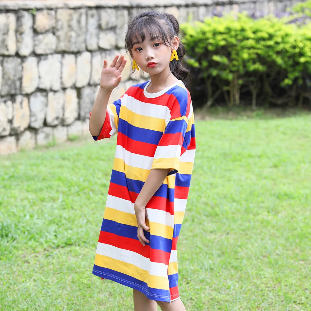 Летнее Детское платье новинка 2020 с коротким рукавом для девочек модная детская