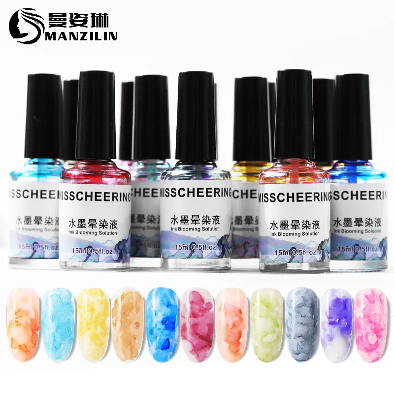 

15ml Fashion Trend Water Ink Redbubble Blurring Liquid Nail Polish Marble Paint Quick-drying Water Dye DIY Decorative Nail Art