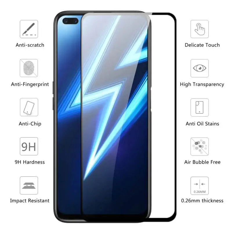 Полное покрытие для oppo realme 6 Pro 6i 5 5i X50 7 чехол Защитное стекло 3D Opp Realmi C3 6Pro i6 i5