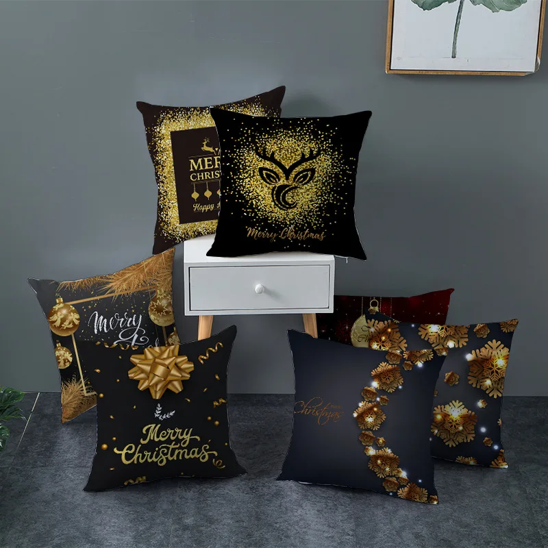 Elife полиэстер цвета: золотистый с Рождеством чехол для подушки декоративные
