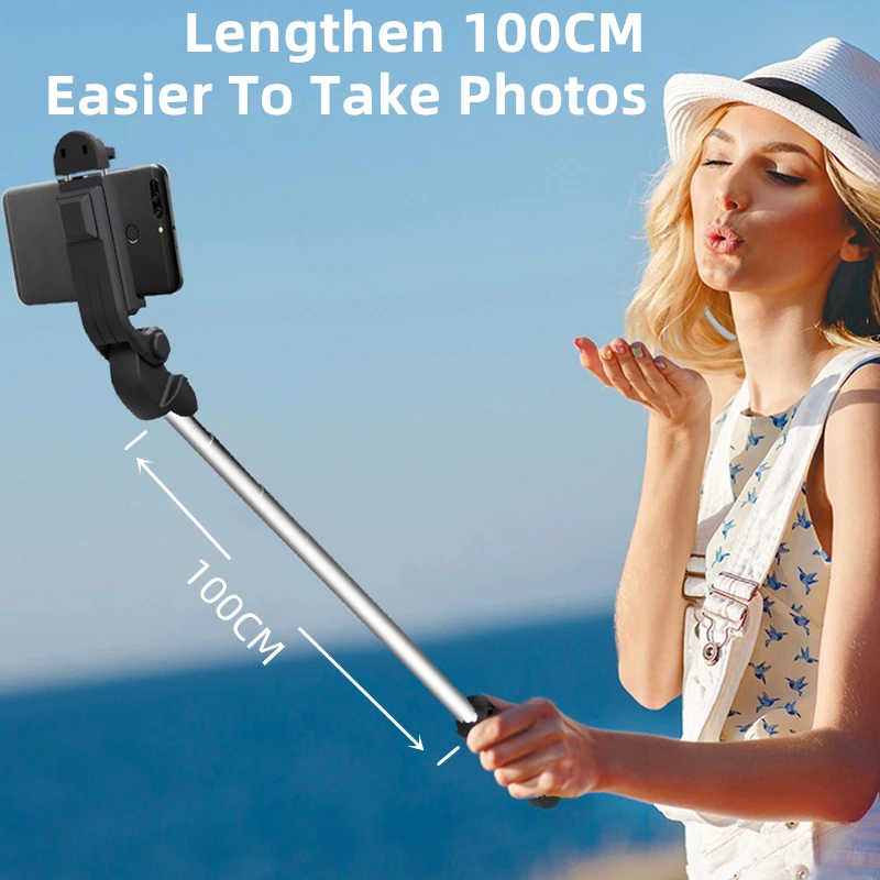 wireless selfie stick bluetooth compatible foldable mini tripod for phone with fill light shutter remote control for ios android free global shipping
