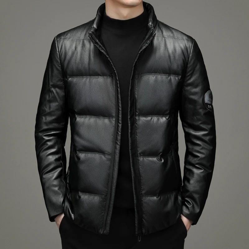 

Haining leather coat men's sheep leather down jacket men's middle-aged and young men's leather jacket men's fashion winter