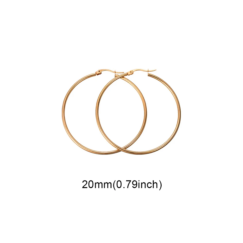 20mm gold Модные серебряные серьги-кольца из нержавеющей стали для женщин 10 мм 80 мм Большой Круг круглая петля креольские серьги ювелирные изделия Букле д 'ореиль - Окраска металла: 20mm gold