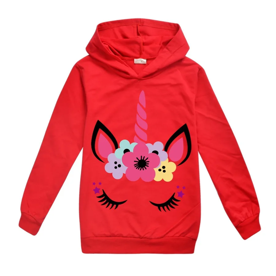 Толстовки с единорогом детские толстовки модная футболка капюшоном для девочек