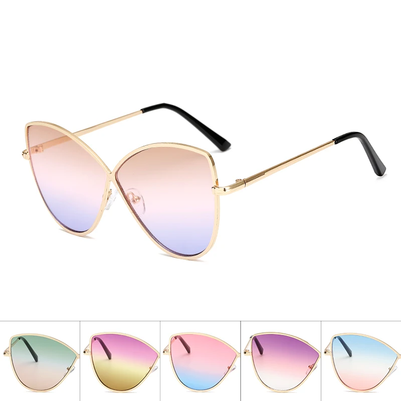 

2021 Frameless Ocean Progressive Three-color Piece Sunglasses One-piece Closed Mirror Euramerican Street Shot Slope Multicolor