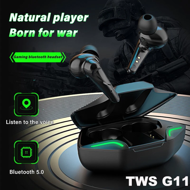 

TWS Bluetooth 5.0 G11 Gaming Headset Wireless Earphone Noise Cancelling Earbuds Waterproof Headphone For IOS/Android Smartphone