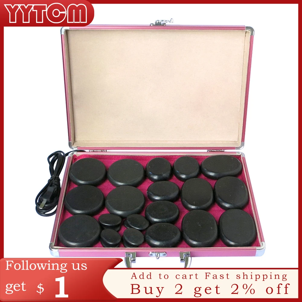 

NEW wholesale & retail electrical heating 220V SPA hot energy stone 23pcs/set with heat box