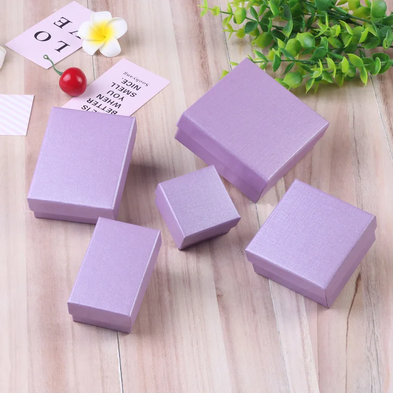 Light Purple 24 шт. квадратная бумажная упаковочная коробка для ювелирных изделий Высокое качество 8*5 см Розовое Ожерелье Кольцо Серьги Браслет Подарочная коробка на День святого Валентина - Цвет: Light Purple