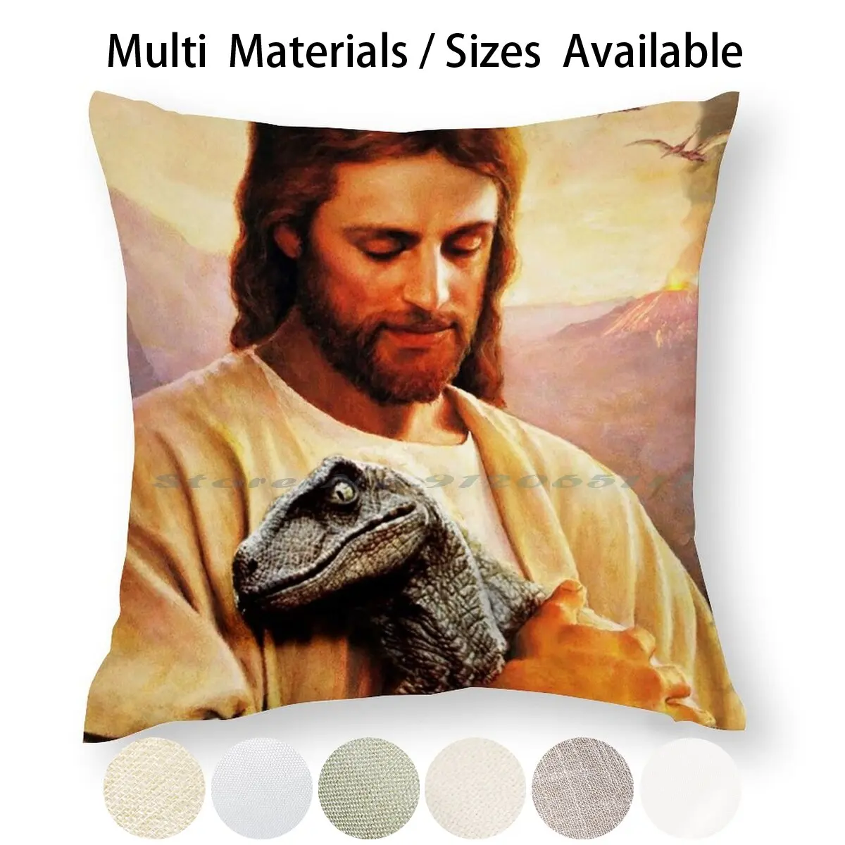 Наволочка с Иисусом и раптором хлопково-Льняная наволочка для динозавров