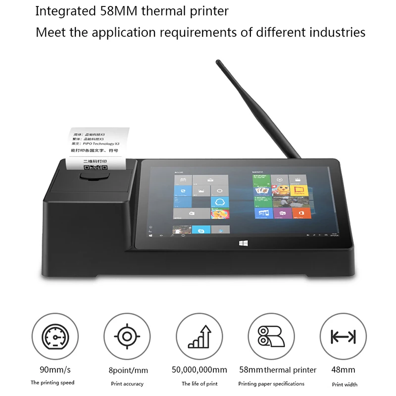PiPO X3 8,9 дюймовый мини-ПК с 58 мм термопринтером Win10 I ntel Z8350 четырехъядерный 1920x1200 2G 32G HDMI Smart Box ips экран
