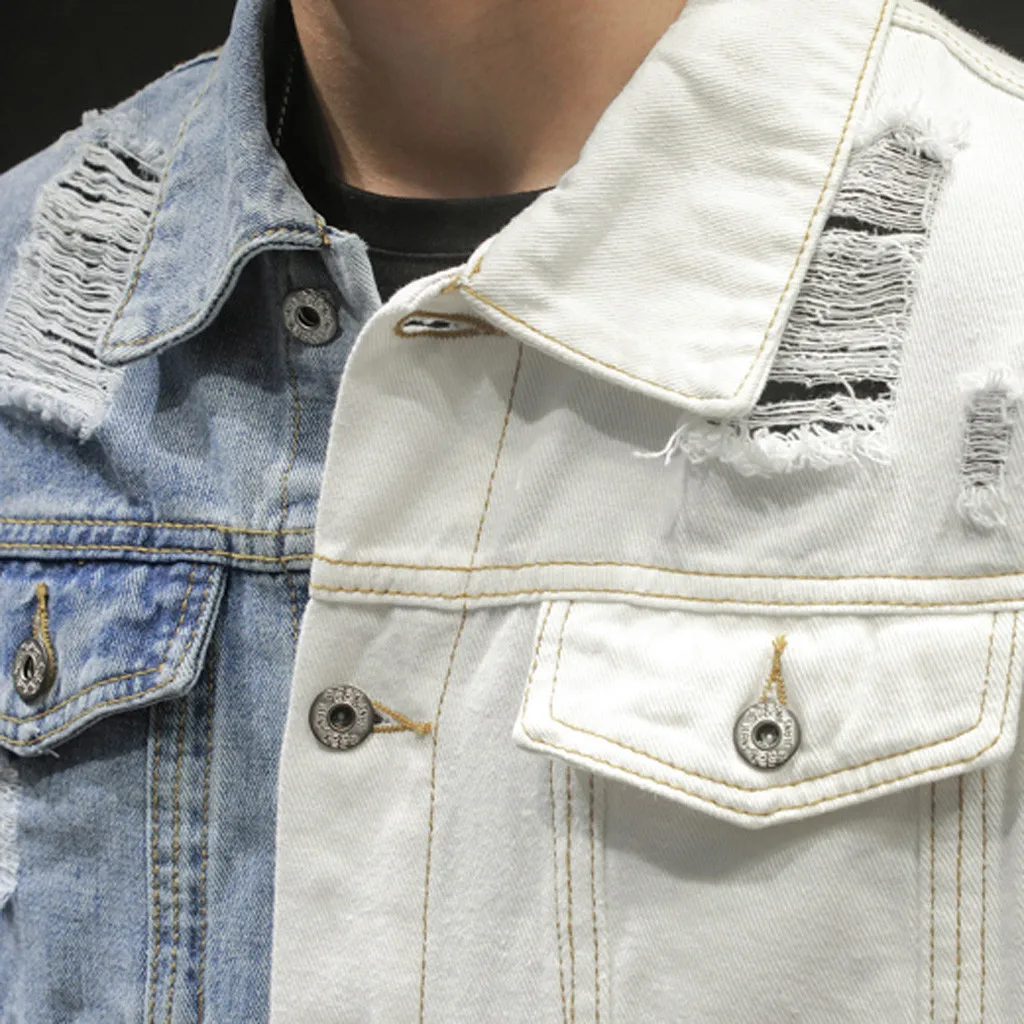 Мужские повседневные куртки пальто осенне-зимние лоскутные с воротником под