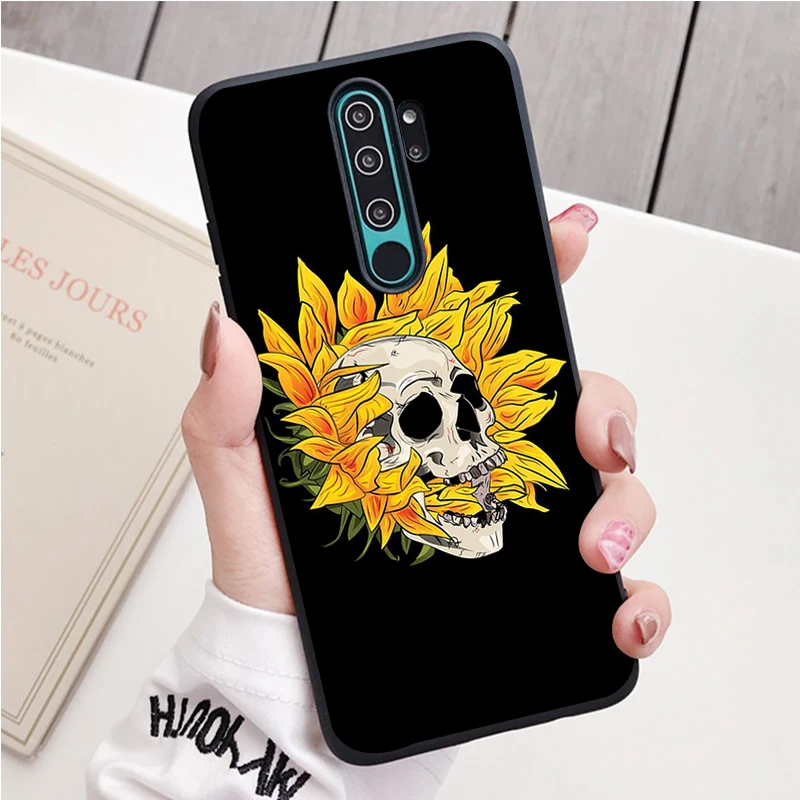 Черный силиконовый чехол с черепом для телефона Redmi note 9 8 7 Pro S 8T 7A|Бамперы| |