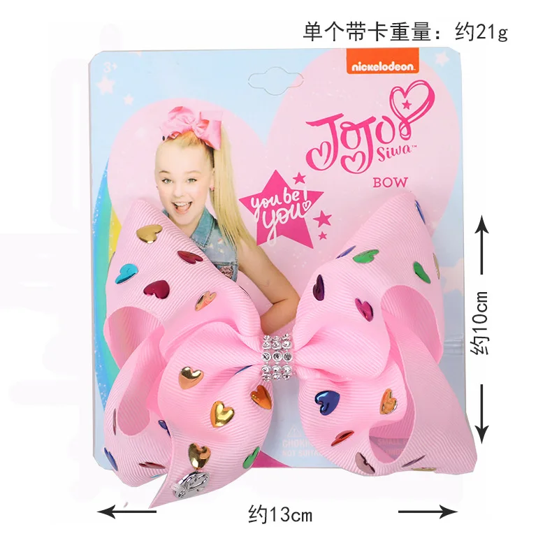 14 шт./лот 5 дюймов JOJO SIWA банты лента бант для волос с зажимы для волос банты Стразы центр Детские волосы для девочек Аксессуары Головные уборы