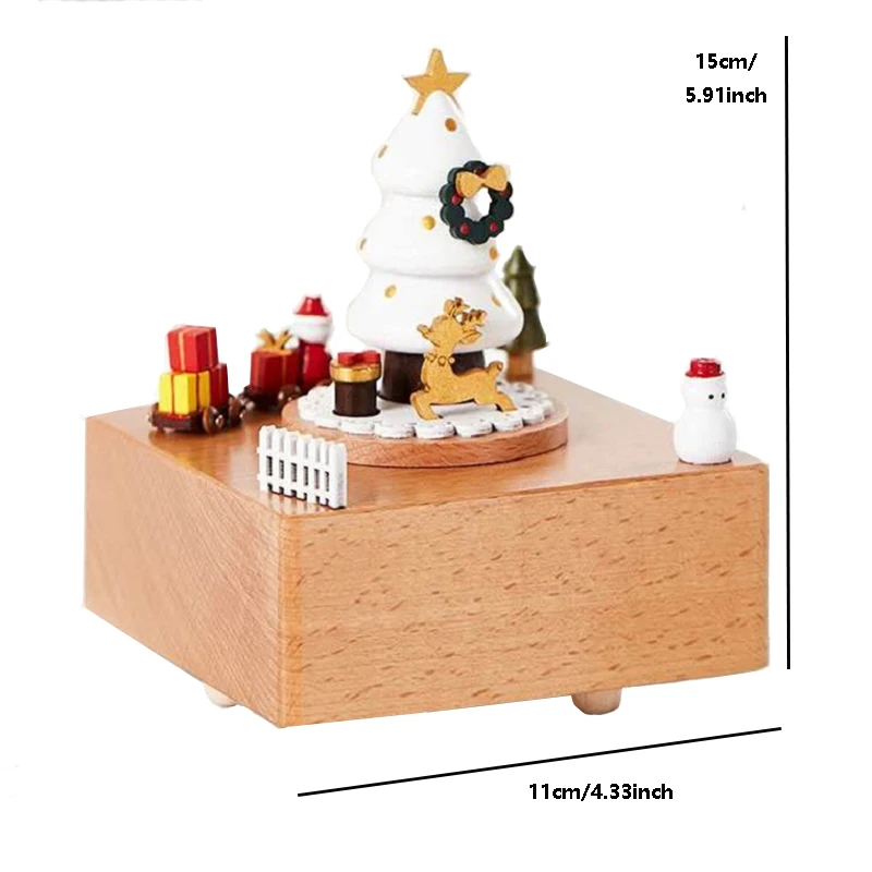 

Christmas Exclusive Music Box, Santa Claus Driving Train Beech Wood Clockwork Music Box, Christmas Gifts, Home Decorations