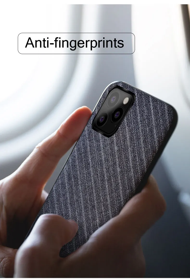 Чехол для iPhone 11, чехол для iPhone 11 Pro, чехол Mofi для iPhone 11 Pro Max, мягкая мужская темно-синяя полосатая ткань из шамбре