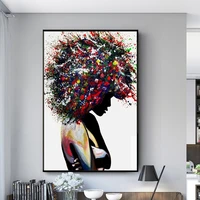 graffiti art of black woman canvas paintings on the wall art posters and prints african woman modern art picture home wall decor