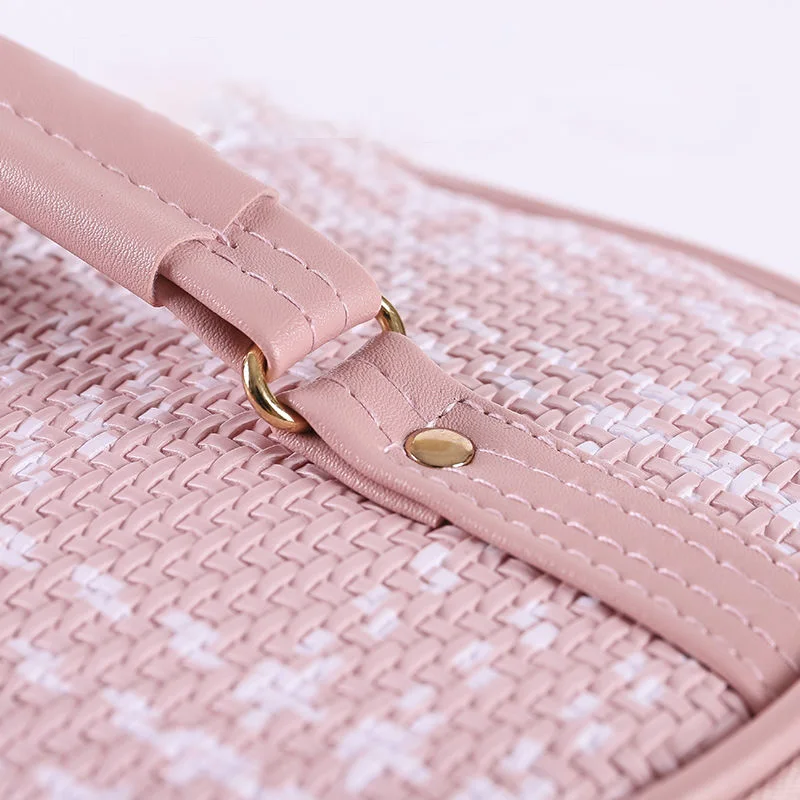 

Travel cosmetic case for men and women PU woven portable portable large capacity can put brushes Simple storage box wash bag