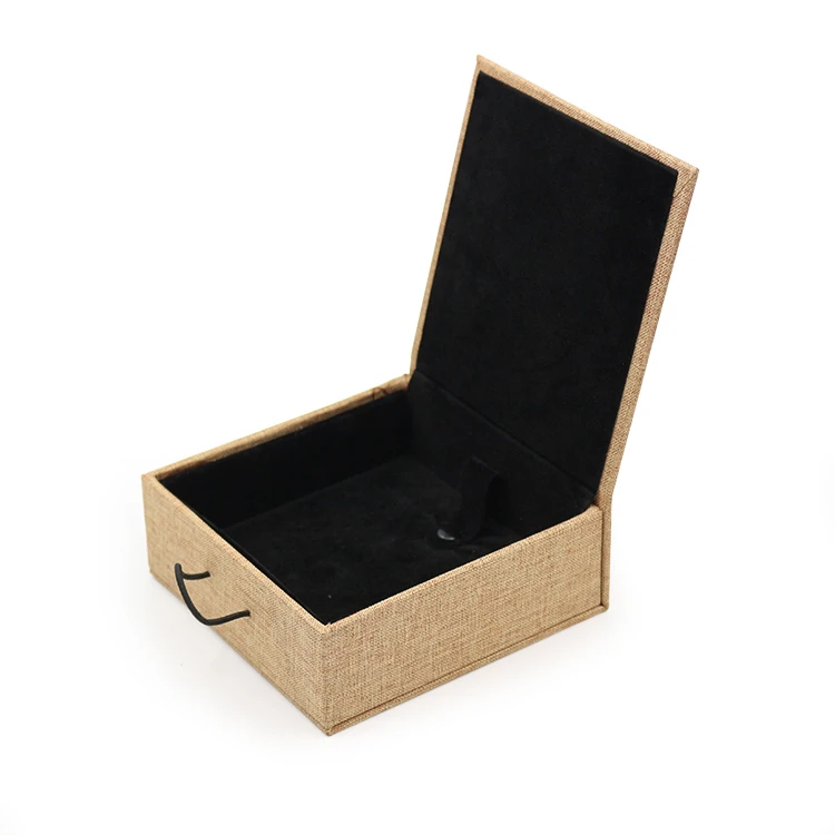 

Деревянные шкатулки для ювелирных изделий с пряжкой из мешковины, шкатулка для колец, подвесок, браслетов, упаковочная коробка с импортной ...