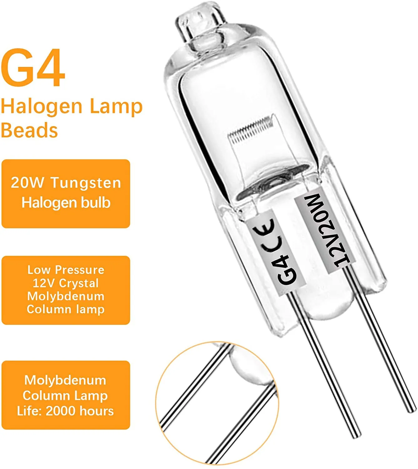 

12/10 шт., галогенные лампы G4 12 В, 20 Вт, 2700 к, теплый светильник свет, прозрачная капсула для сигнасветильник ламп, высококачественные галогенны...