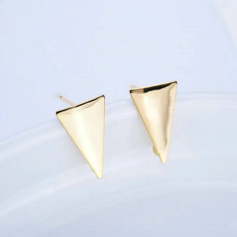 6 шт 11 5*8 мм 14K позолоченные латунные треугольные серьги-гвоздики высокое качество