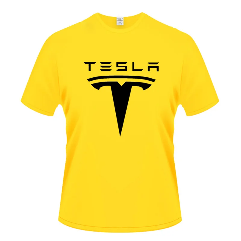 

Pure color Tesla T-shirt men's and women's 3dt shirt digital printing O-neck breathable casual large size