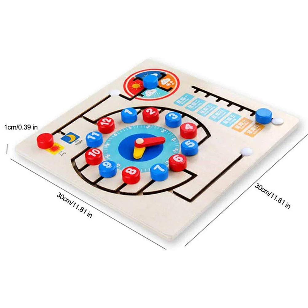 Деревянные детские когнитивные игрушки обучающие школьные часы с календарем
