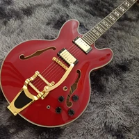 2021 custom shop tiger maple top 3 3 5 red finish hollow body electric guitar with bigsby tremolo