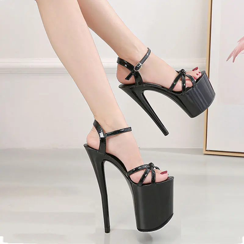 

Женские танцевальные туфли со стальными трубками, женские сандалии 20 см, босоножки из лакированной кожи на платформе для ночного клуба, жен...