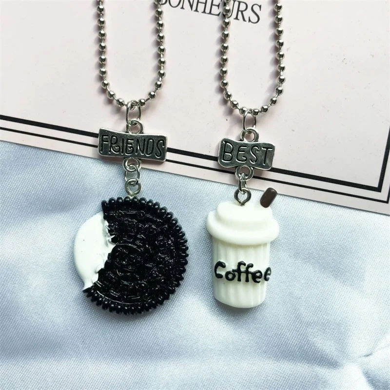 2 шт./компл. BFF смолы Oreo бисквиты и кофейная чашка кулон ожерелье для лучших друзей детский подарок Дружба Ювелирные изделия